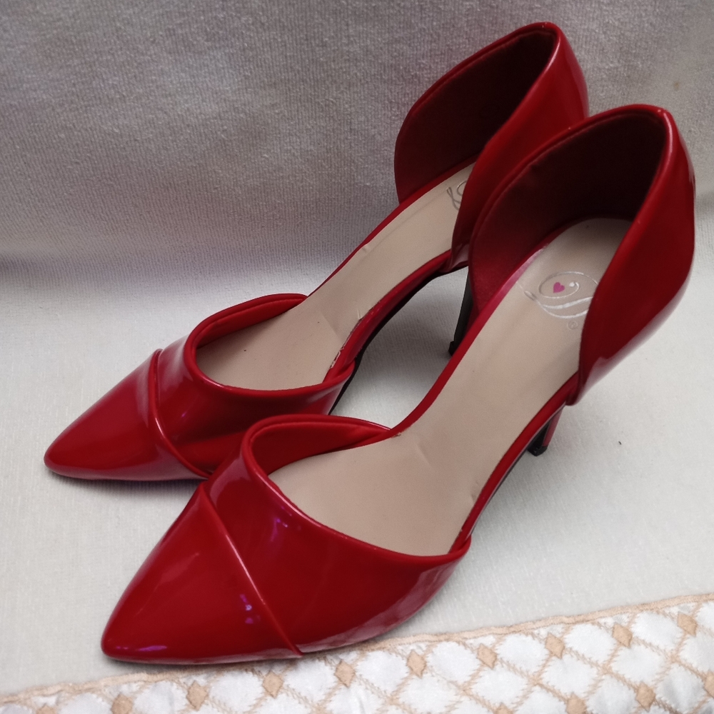 Fire engine red stilettos high heels